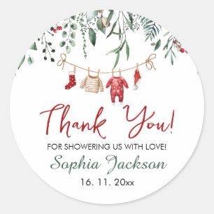 Kerstman Baby shower Kerstmiskledij Winter Ronde Sticker