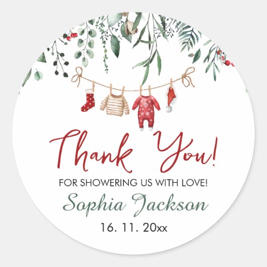 Kerstman Baby shower Kerstmiskledij Winter Ronde Sticker (Voorkant)