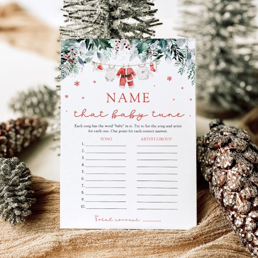 Kerstman Baby shower Naam dat Baby Tune Kaart