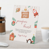 Kerstman Baby shower Pacifier Hunt Game Reclamebord Met Voetstuk (Insitu)