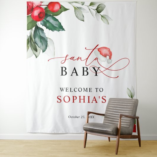 Kerstman Baby shower Tapestry Wandkleed (In situ)