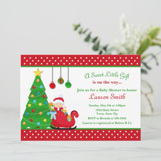 Kerstman Baby shower Uitnodiging Sinterklaas (Staand voorkant)