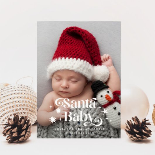 Kerstman Baby sterren geboorte aankondiging