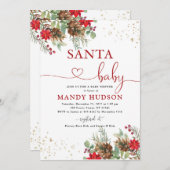 Kerstman Baby Uitnodiging (Voorkant / Achterkant)