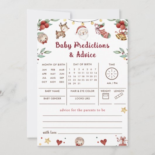 Kerstman Baby Voorspellingen Advies Spel Kaart (Voorkant)