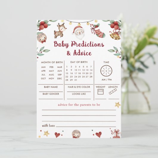Kerstman Baby Voorspellingen Advies Spel Kaart (Staand voorkant)