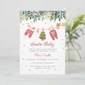 Kerstman Baby Winter Kleding Baby shower Kaart (Staand voorkant)