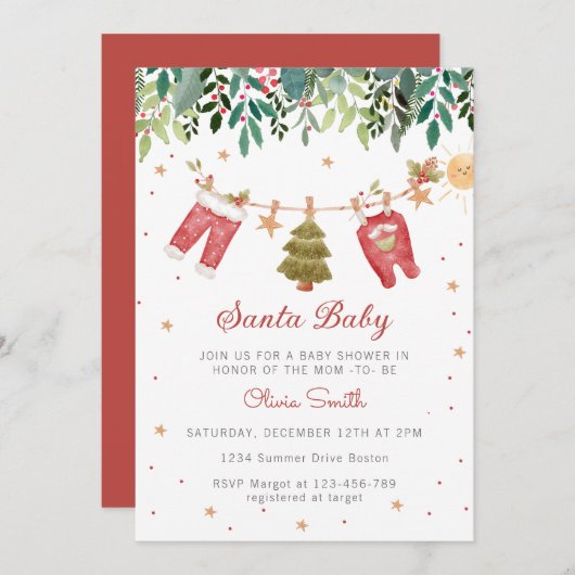 Kerstman Baby Winter Kleding Baby shower Kaart (Voorkant / Achterkant)