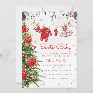 Kerstman Baby Winter Kleding Baby shower Kaart