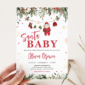 Kerstman Babykleding Winter Christmas Baby shower Kaart