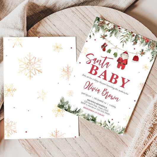 Kerstman Babykleding Winter Christmas Baby shower Kaart