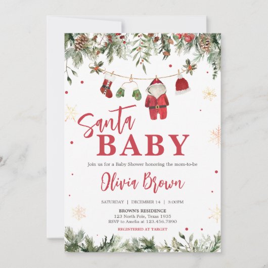 Kerstman Babykleding Winter Christmas Baby shower Kaart (Voorkant)