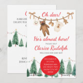 Kerstman Babyshower Uitnodiging (Voorkant / Achterkant)