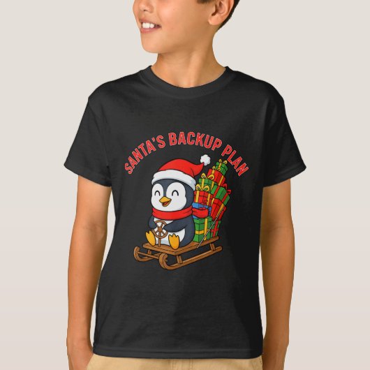 Kerstman Back-upplan Cute Pinguïn Kerstontwerp  T-shirt (Voorkant)
