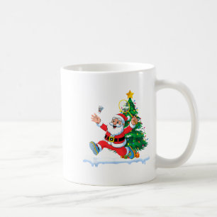 Kerstman Badminton Kerstboom Lichtjes Mannen Vrouw Koffiemok