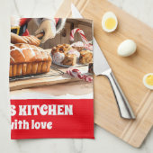 Kerstman bakken kerstbrood gepersonaliseerde vakan theedoek (Quarter Fold)