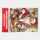 Kerstman bakken kerstbrood gepersonaliseerde vakan theedoek (Horizontaal)