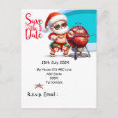 Kerstman Barbecue Kerstmis in juli Briefkaart (Voorkant)