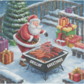Kerstman Barbecue Kerstmis Sticker (Voorkant)