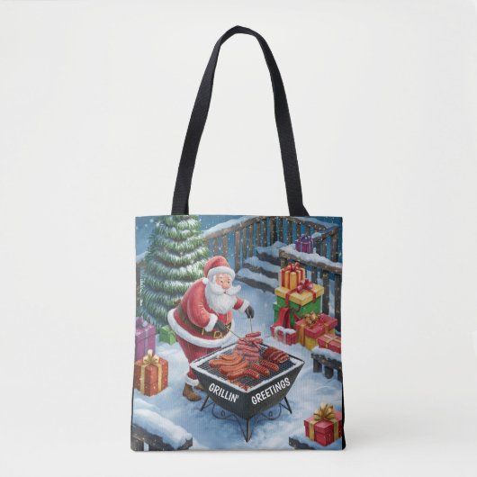 Kerstman Barbecue Kerstmis Tote Bag (Voorkant)
