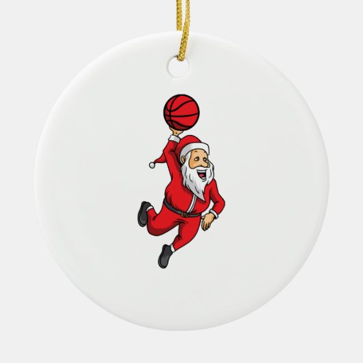 Kerstman Basketbal Basketballer Kerstmis Keramisch Ornament (Voorkant)