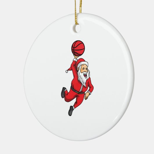Kerstman Basketbal Basketballer Kerstmis Keramisch Ornament (Links)