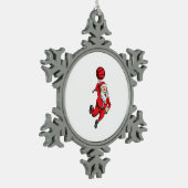 Kerstman Basketbal Basketballer Kerstmis Tin Sneeuwvlok Ornament (Links)