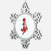Kerstman Basketbal Basketballer Kerstmis Tin Sneeuwvlok Ornament (Rechts)