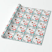 Kerstman basketbal grappig cadeaupapier (Uitgerold)