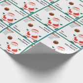 Kerstman basketbal grappig cadeaupapier (Hoek)
