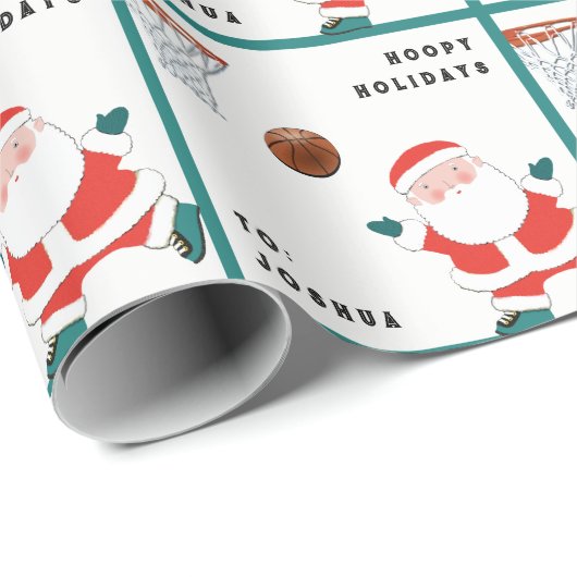 Kerstman basketbal grappig cadeaupapier (Rol Hoek)