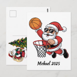 Kerstman Basketbal Kerstmis 2025 Briefkaart