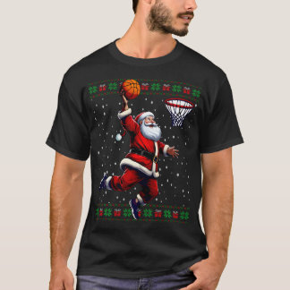 Kerstman Basketbal Lelijke Kerst T-shirt