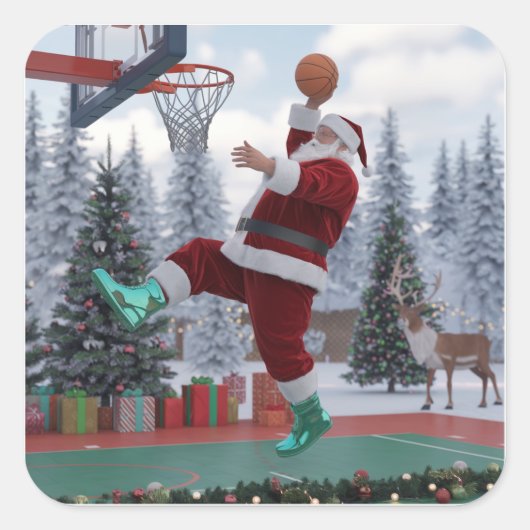 Kerstman Basketbal Sticker (Voorkant)