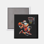 Kerstman basketbalspeler Dunking Kerstmis Bas Magneet (Voorkant / Achterkant)