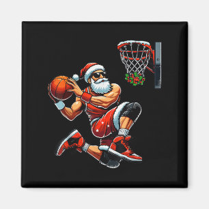 Kerstman basketbalspeler Dunking Kerstmis Bas Magneet