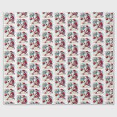 Kerstman basketbalspeler Kerstmis Cadeaupapier (Vlak)