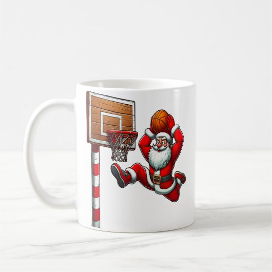 Kerstman Basketbalspeler Kerstmis Koffiemok (Links)