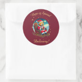 Kerstman Beer's Sleigh Feestelijke Wensen Ronde Sticker (Tas)