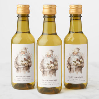 Kerstman begunstigt wijn fles etiketten