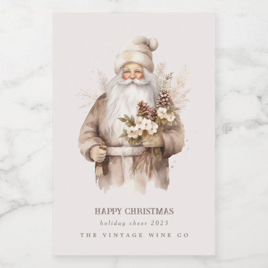 Kerstman begunstigt wijn fles etiketten (Enkel label)