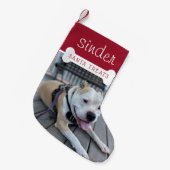 Kerstman behandelt hond leuk foto kleine kerstsok (Voorkant (Hangend))