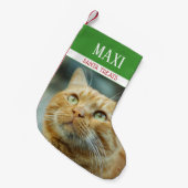 Kerstman behandelt kat foto gepersonaliseerd kleine kerstsok (Voorkant (Hangend))