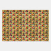 Kerstman beklimt de kerstboom Golden Jolly Inpakpapier Vel (Voorkant 2)