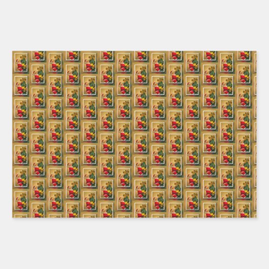 Kerstman beklimt de kerstboom Golden Jolly Inpakpapier Vel (Voorkant 2)