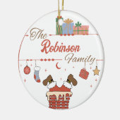 Kerstman beneden de schoorsteen Kerstmis Keramisch Ornament (Links)