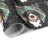 Kerstman Bernese Mountain Dog Reindeer Cadeaupapier (Rol Hoek)