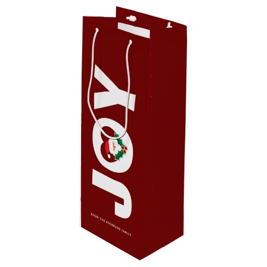 Kerstman & Besjes Kersttypografie Wijn Cadeautas (Voorkant Gekanteld)