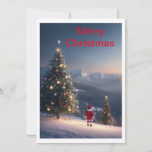 Kerstman Besneeuwde Berg Vakantiewenskaart | Festi