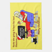 Kerstman Beste Kerst Ooit Grappige Cartoon Theedoek (Verticaal)